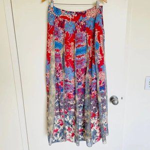 Hemant & Nandita Floral Print Metallic Maxi Skirt